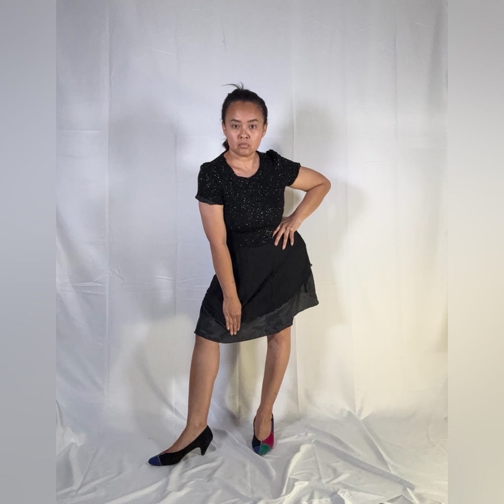 Papell Boutique Black Sparkle Mini Dress - Picture 6 of 11
